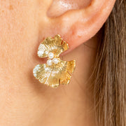 Boucles oreilles plaque or victoire blanc